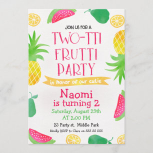 Watercolor Two-tti Frutti 2. Geburtstag Einladung