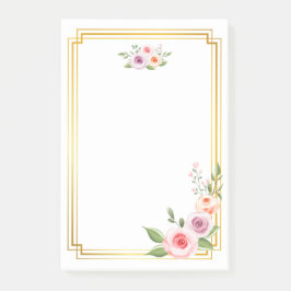 Watercolor und Gold Frame Style Post-it Klebezettel