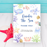 Watercolor under the sea first birthday party dankeskarte<br><div class="desc">UNTER DEM MEER Oneder The Sea - Ein niedliches Unterwasser-Meerestier zum Thema 1. Geburtstag mit Aquarelltieren - Wal,  Quallen,  Clownfisch,  Seestern,  Krabben,  Haie und Korallen. Wasserblasen und Muscheln.</div>