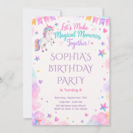 Watercolor Unicorn Pink Party Invite Einladung