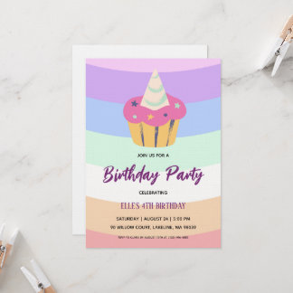 watercolor unicorn rainbow birthday invitation einladung
