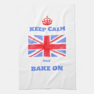 Watercolor Union Jack Keep Calm Backe weiter Geschirrtuch