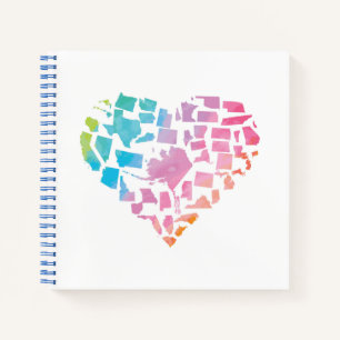 Watercolor United Staaten Heart Notizbuch
