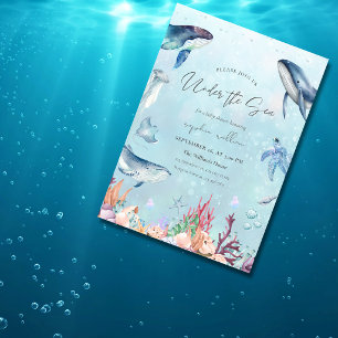 Watercolor Unter dem Meer Baby Shower Einladung
