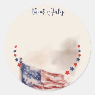 Watercolor-US-Flagge und Sterne Runder Aufkleber
