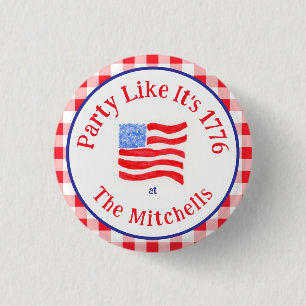 Watercolor USA-Flaggen-Party 1776 Wh Blau Rot Kari Button