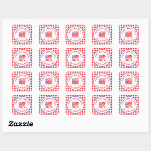 Watercolor USA-Flaggen-Party 1776 Wh Blau Rot Kari Quadratischer Aufkleber