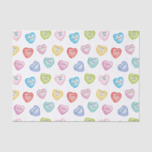 Watercolor Valentine's Day Conversation Heart Seidenpapier