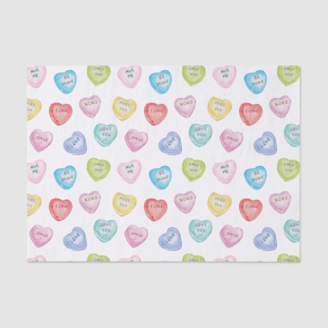 Watercolor Valentine's Day Conversation Heart Seidenpapier (Vorderseite)