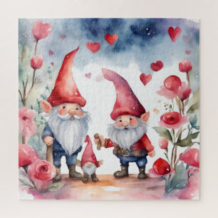 Watercolor Valentine's Day Gnome Land Puzzle