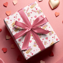 Watercolor Valentine's Day Kitty XOXO Muster