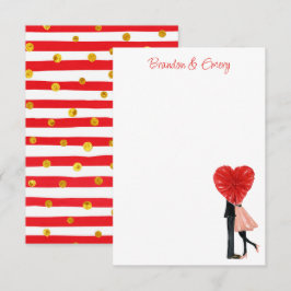 Watercolor Valentins Mode-Girl-Paar Dankeskarte