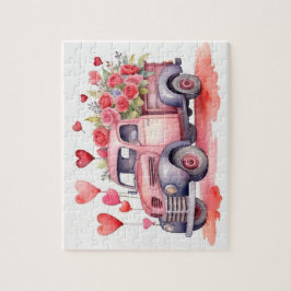Watercolor Valentins Sweetheart Truck Puzzle