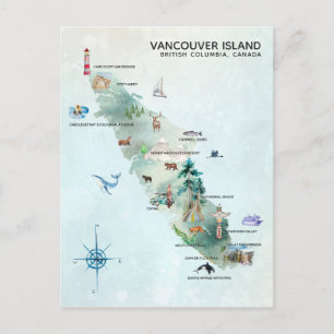 Watercolor Vancouver Insel Karte