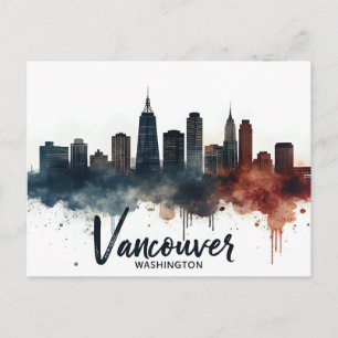 Watercolor Vancouver Washington Staat Skyline Postkarte