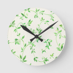 Watercolor verlässt Muster Runde Wanduhr