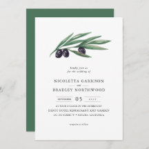 Watercolor verlässt olivgrüne Obstgarten-Hochzeit