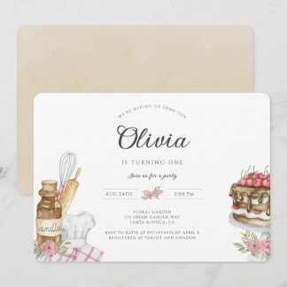 Watercolor Vintag Boho Baking Geburtstagsparty Einladung