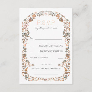Watercolor Vintag Fall Woodland Wedding RSVP Karte