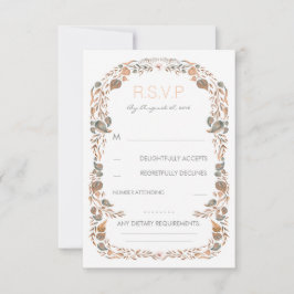 Watercolor Vintag Fall Woodland Wedding RSVP Karte