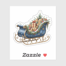 Watercolor Vintage Christmas Sleigh Aufkleber
