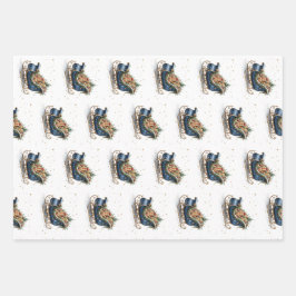 Watercolor Vintage Christmas Sleigh Geschenkpapier Set