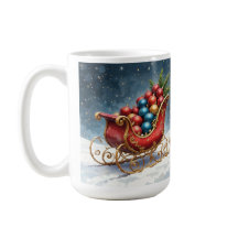 Watercolor Vintage Christmas Sleigh