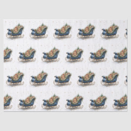 Watercolor Vintage Christmas Sleigh Seidenpapier