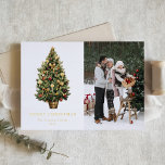 Watercolor Vintage Christmas Tree Foto Weihnachten Folien Feiertagskarte<br><div class="desc">Frohe Weihnachten | Senden Sie Ihre Urlaubswünsche mit dieser individuell gestaltbaren Weihnachtskarte an Freunde und Familie. Die Weihnachtskarte aus Gold enthält einen Weihnachtsbaum aus dem Jahrgang mit festlichen Ornamenten. Personalisieren Sie es,  indem Sie Ihre eigenen Daten hinzufügen. Dieses Foto Weihnachtskarte ist auf anderen Cardstock erhältlich. Matching-Elemente sind verfügbar.</div>