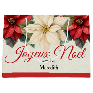Watercolor Vintage Floral Red Poinsettia Christmas Große Geschenktüte
