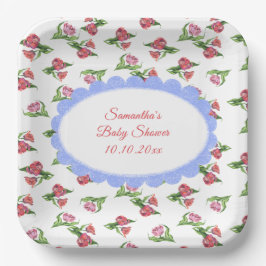 Watercolor vintage Flowers Baby Shower  Pappteller