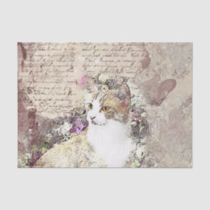 Watercolor-Vintage Katze Seidenpapier