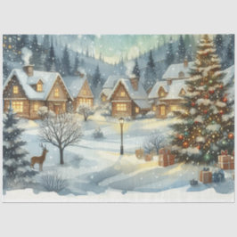 Watercolor Vintage Weihnachts-Weihnachtsmarkt Seidenpapier