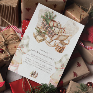 Watercolor Vintage Weihnachtsgeschenk Wrapping Par Einladung