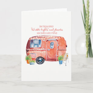 Watercolor-Vintager Camper und Zitat Karte