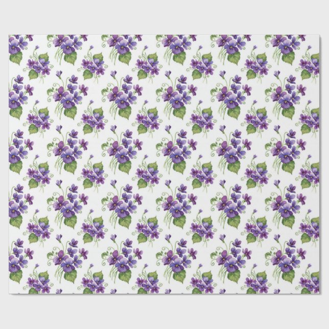 Watercolor Violet Flowers Bouquet  Geschenkpapier (Flach)