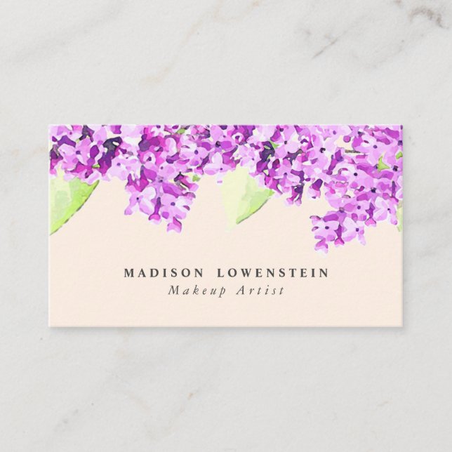 Watercolor-violette lila Blumen Visitenkarte (Vorderseite)
