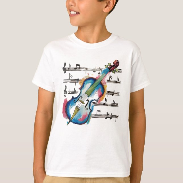 Watercolor Violin Kids' Basic T-Shirt (Vorderseite)