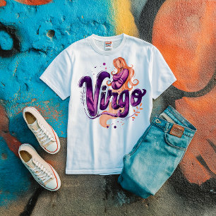 Watercolor Virgo Graffiti Airbrush Zodiac Frau T-Shirt