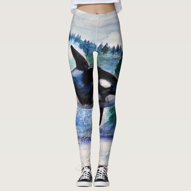 Watercolor-Wal-Gewohnheits-Leggings Leggings (Vorderseite)