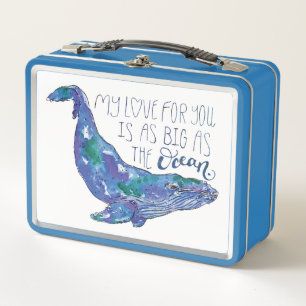 Watercolor-Wal - Liebe so groß wie der Ozean Metall Brotdose