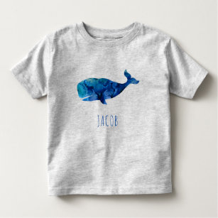 Watercolor-Wal-Marinekinder personalisiert Kleinkind T-shirt
