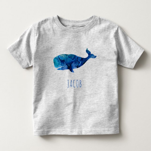 Watercolor-Wal-Marinekinder personalisiert Kleinkind T-shirt (Vorderseite)