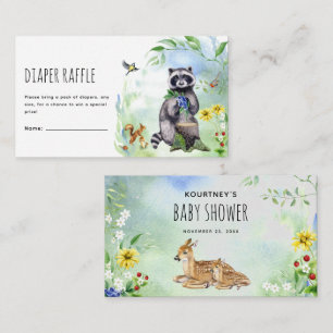 Watercolor Wald Forest Animals Diaper Raffel Begleitkarte