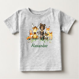 Watercolor Wald Forest Animals Grau Baby T-shirt