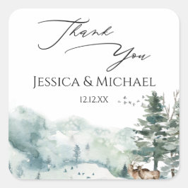 Watercolor-Wald Quadratischer Aufkleber