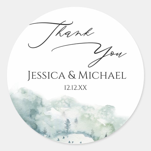 Watercolor-Wald Runder Aufkleber (Vorderseite)