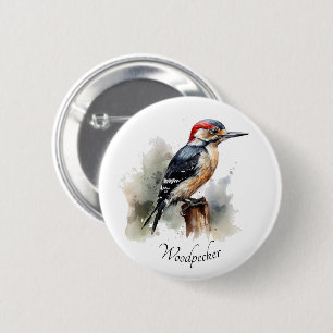 Watercolor-Wald-Specht, individuell anpassbar  Button