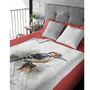 Watercolor-Wald-Specht, individuell Fleecedecke
