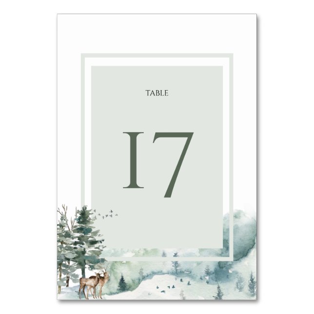 Watercolor-Wald Tischnummer (Vorderseite)